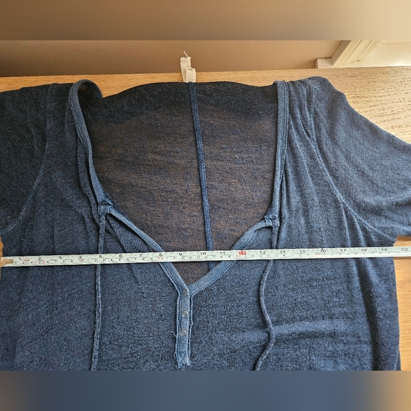 Free People We The Free Affogato Hacci Tunic Top Blue Linen Blend Boho Medium - Picture 8 of 11